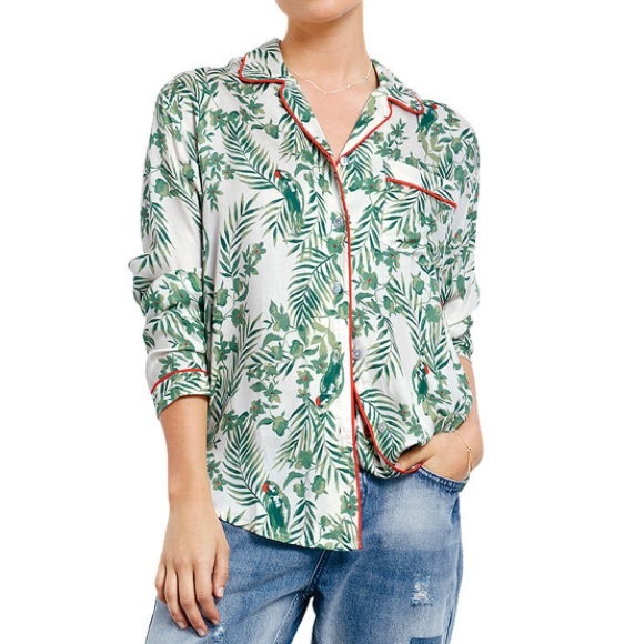 HUSH UK piped parrot pajama look top Small - Picture 5 of 6